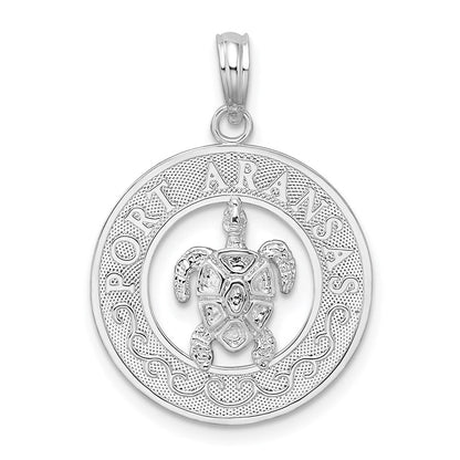 Sterlingsilber De-ani Rhodiniert Port Aransas Kreis mit Schildkröte Anhänger