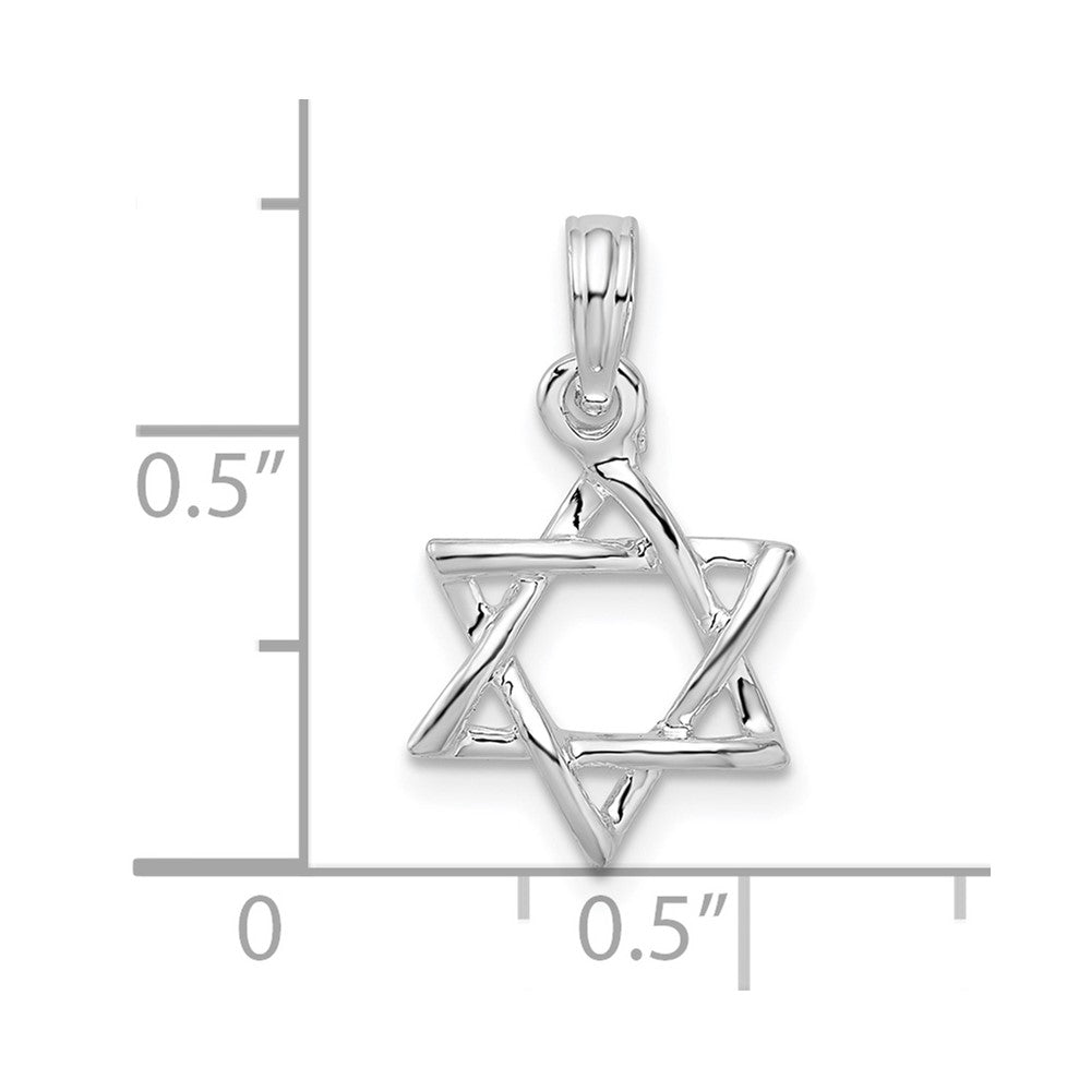 Sterlingsilber Poliert 3d Ausgeschnitten Stern Of David Anhänger
