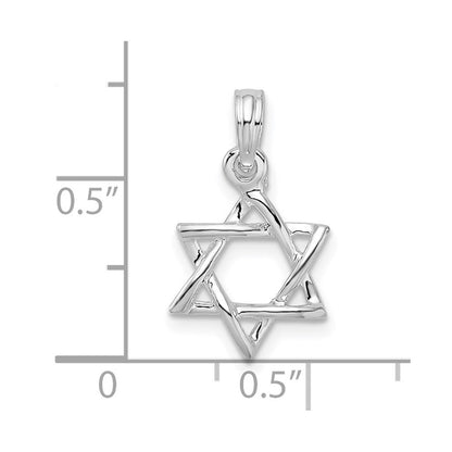 Sterlingsilber Poliert 3d Ausgeschnitten Stern Of David Anhänger