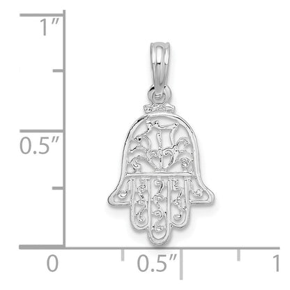 Sterlingsilber De-ani Rhodiniert Poliert Ausgeschnitten Hamsa Anhänger
