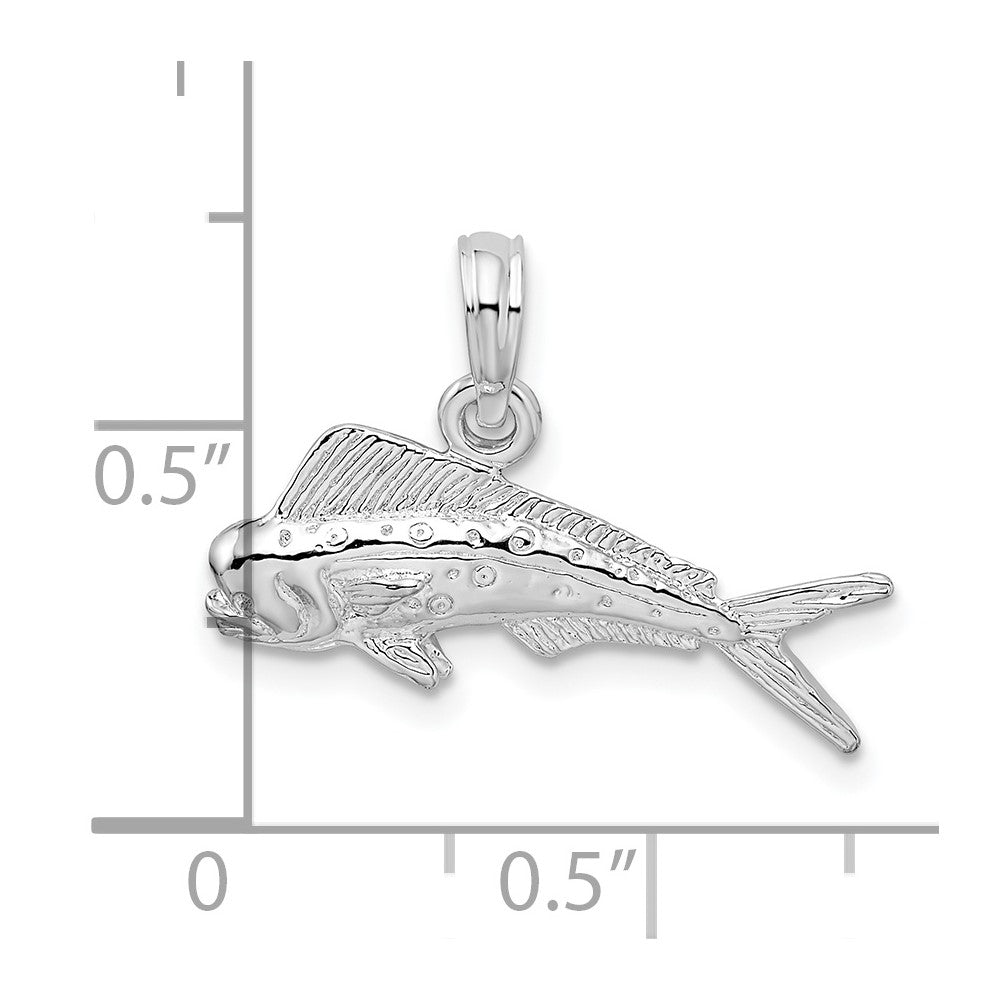 Sterlingsilber De-ani Rhodiniert Poliert Mahi-mahi Fisch Anhänger