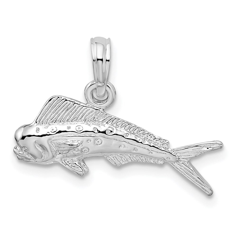 Sterlingsilber De-ani Rhodiniert Poliert Mahi-mahi Fisch Anhänger