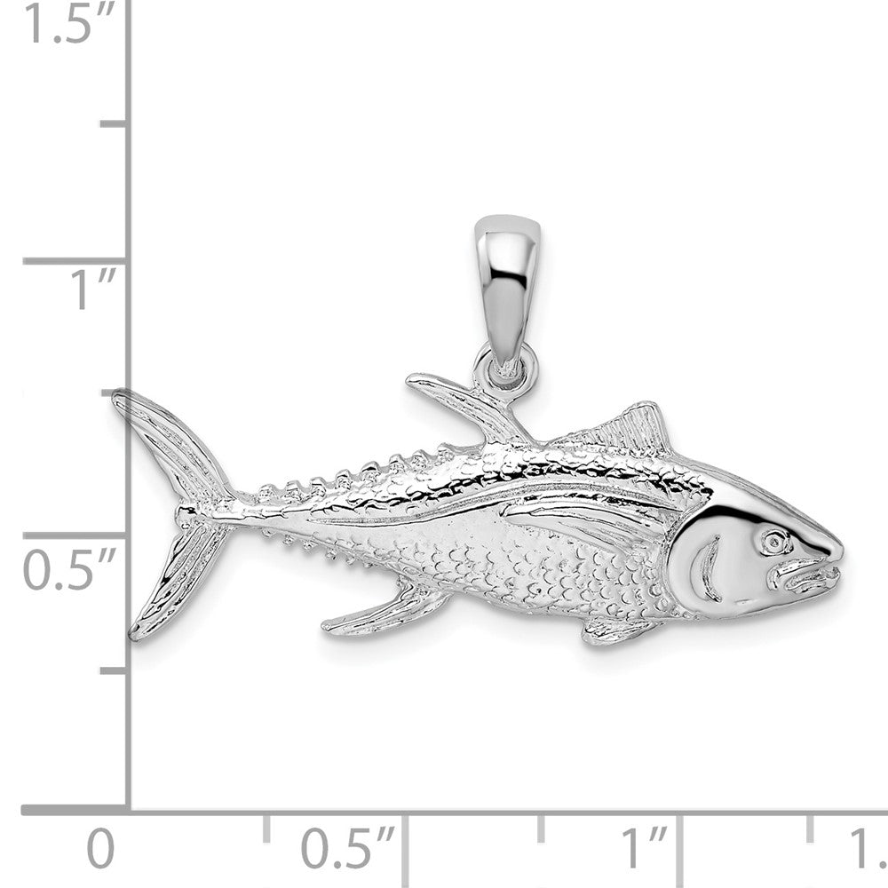 Sterlingsilber De-ani Rhodiniert Poliert Yellowfin Tuna Fisch Anhänger