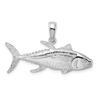 Sterlingsilber De-ani Rhodiniert Poliert Yellowfin Tuna Fisch Anhänger