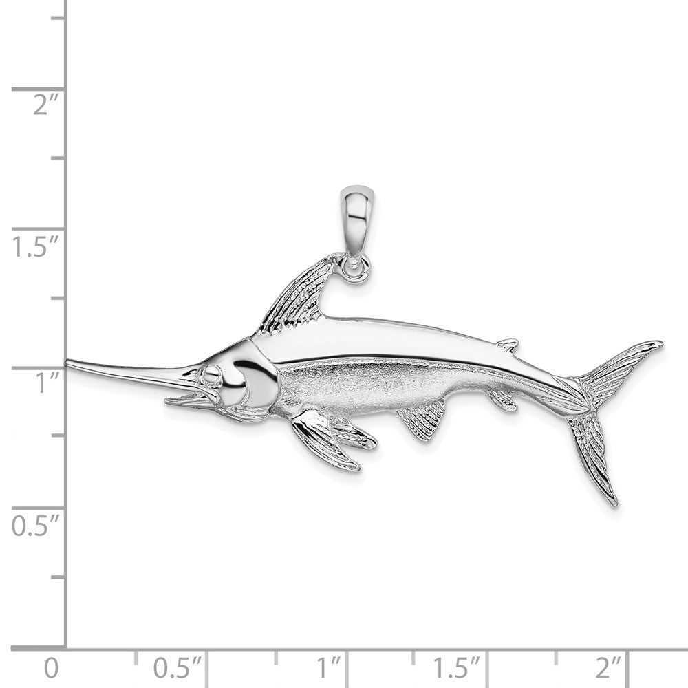 Sterlingsilber De-ani Rhodiniert Poliert und Satiniert Swordfish Anhänger