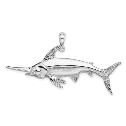 Sterlingsilber De-ani Rhodiniert Poliert und Satiniert Swordfish Anhänger