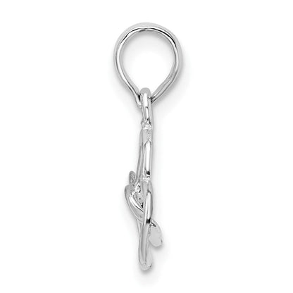 Sterlingsilber De-ani Rhodiniert Intertwined Doppelt Herzen Anhänger