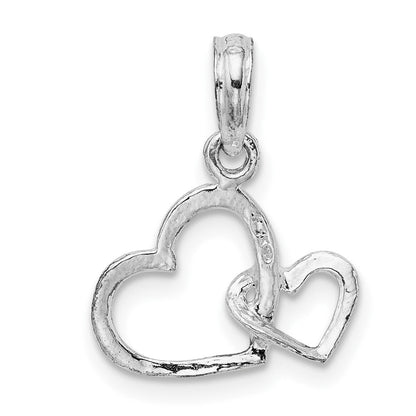 Sterlingsilber De-ani Rhodiniert Intertwined Doppelt Herzen Anhänger