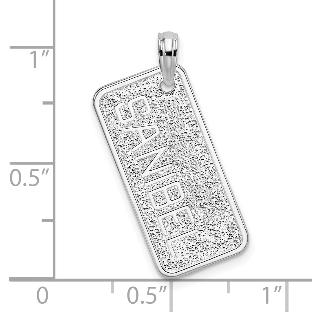 Sterlingsilber De-ani Rhodiniert Strukturiert Florida Sanibel License Platte Anhänger