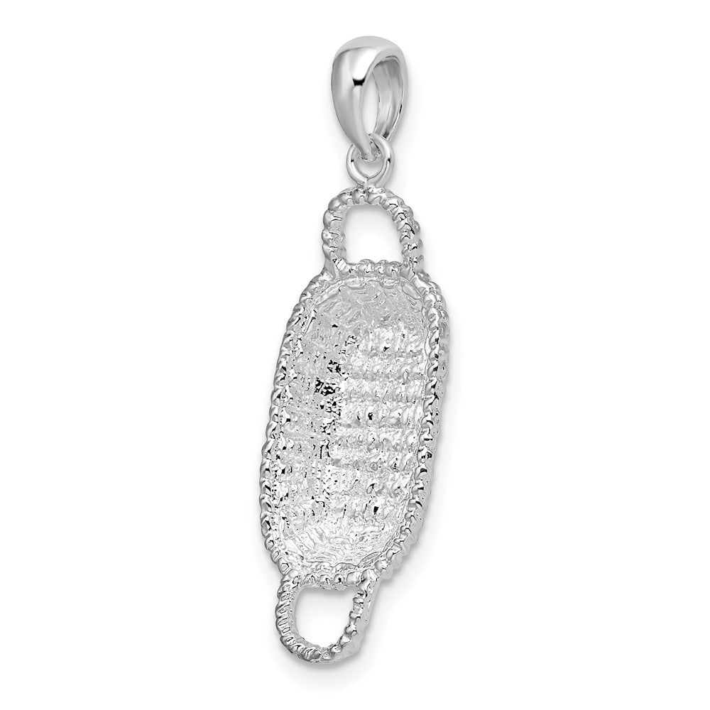 Sterlingsilber De-ani Rhodiniert Poliert 3d Rectangular Korb Anhänger