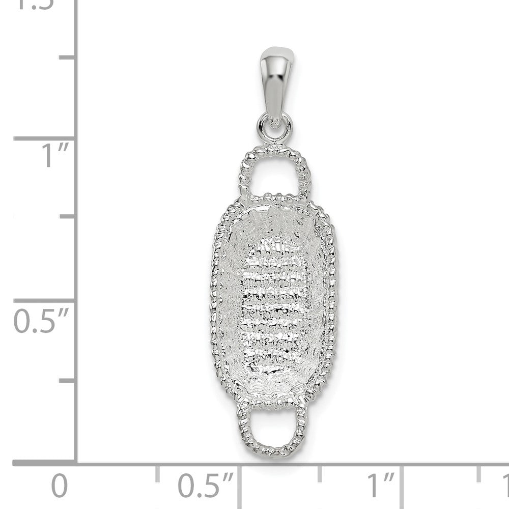 Sterlingsilber De-ani Rhodiniert Poliert 3d Rectangular Korb Anhänger