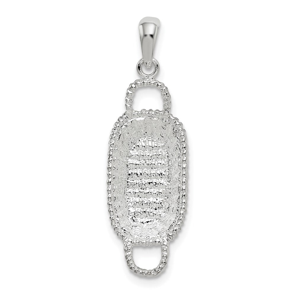 Sterlingsilber De-ani Rhodiniert Poliert 3d Rectangular Korb Anhänger