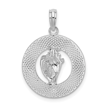 Sterlingsilber De-ani Rhodiniert Ocean City Maryland Kreis mit Muschel Anhänger
