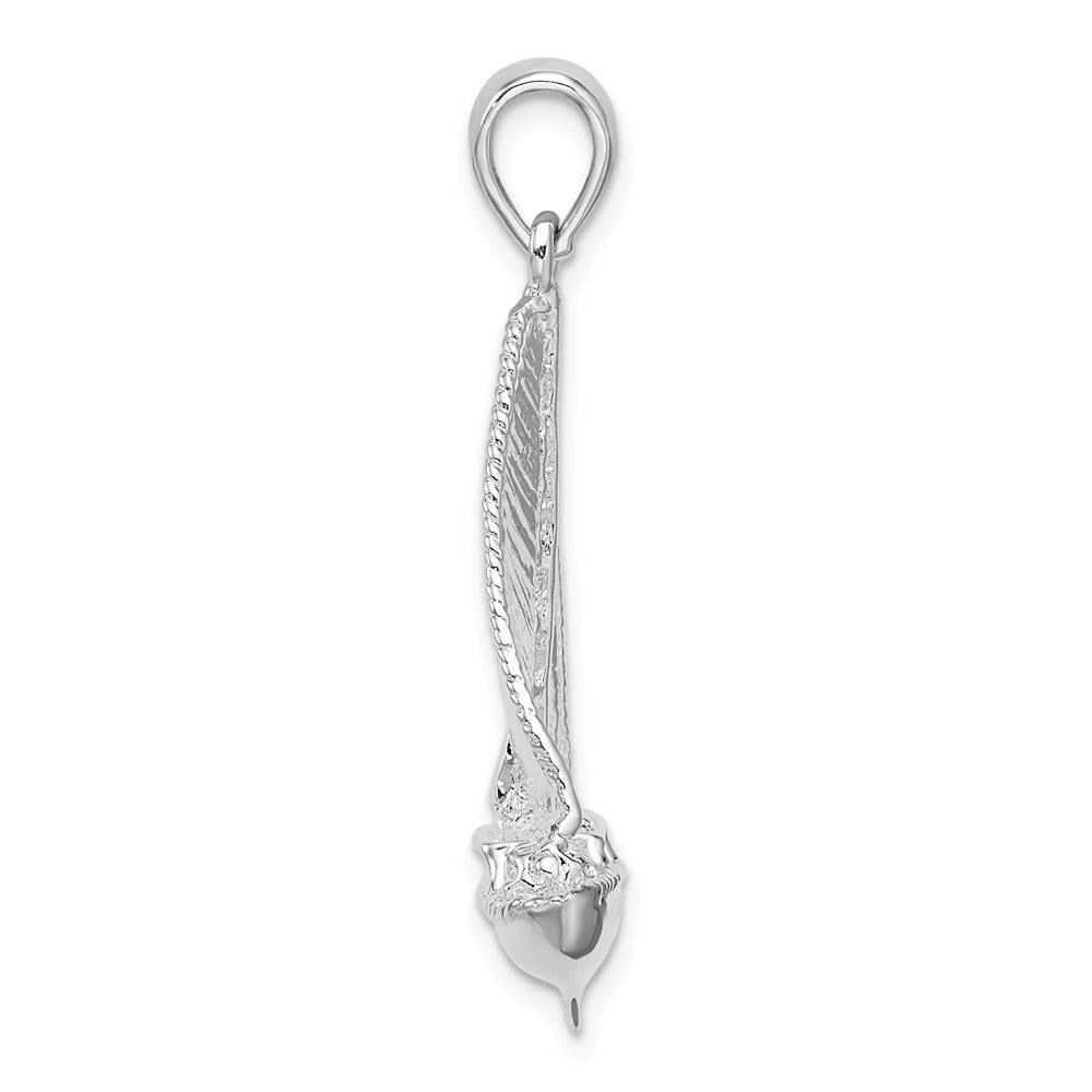 Sterlingsilber De-ani Rhodiniert Poliert 3d Segelboot Anhänger