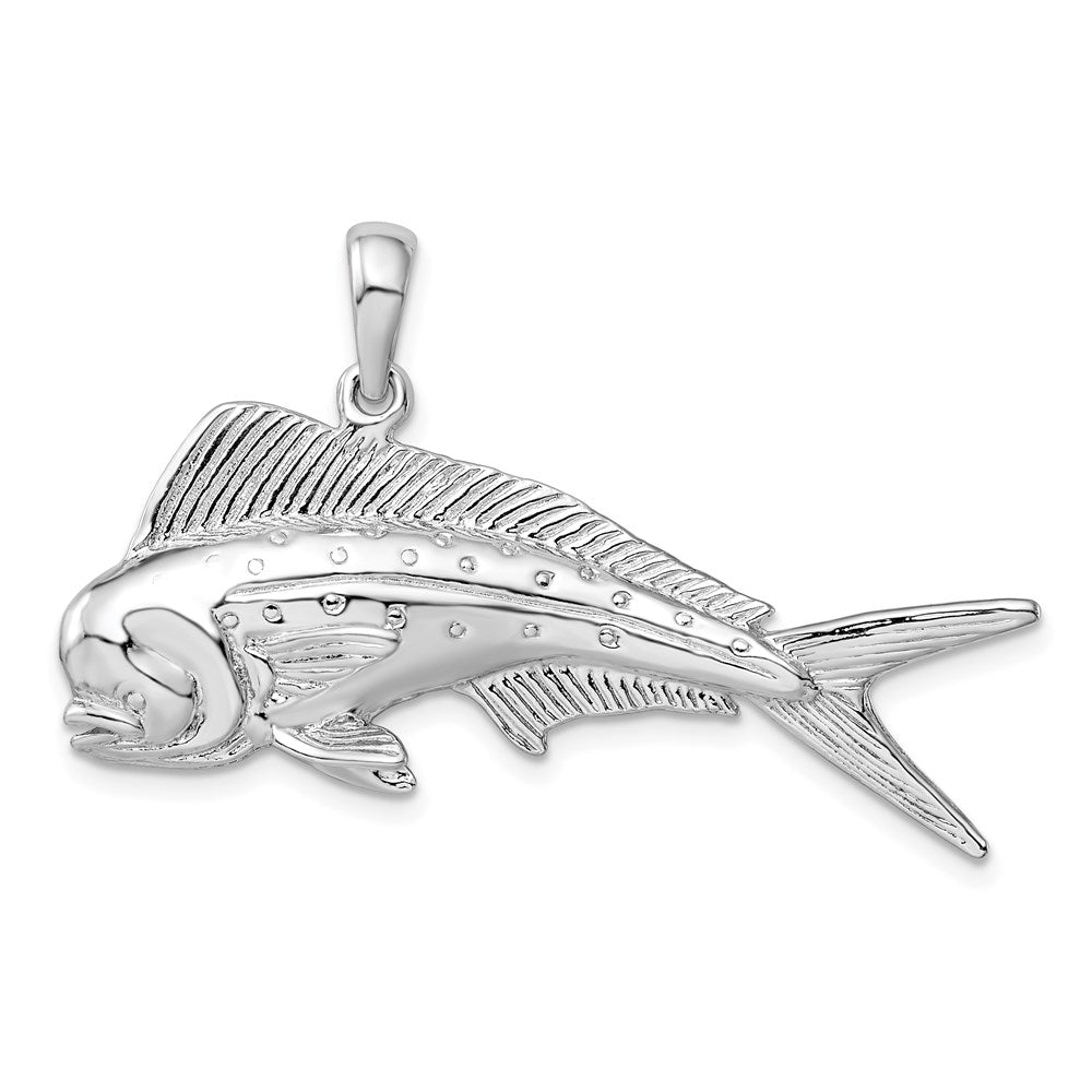 Sterlingsilber De-ani Rhodiniert Poliert 3d Mahi-mahi Fisch Anhänger