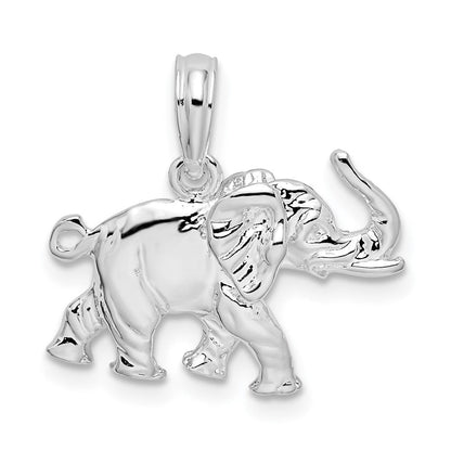 Sterlingsilber De-ani Rhodiniert Poliert 3d Elefant Anhänger