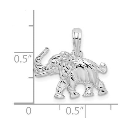 Sterlingsilber De-ani Rhodiniert Poliert 3d Elefant Anhänger