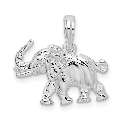 Sterlingsilber De-ani Rhodiniert Poliert 3d Elefant Anhänger