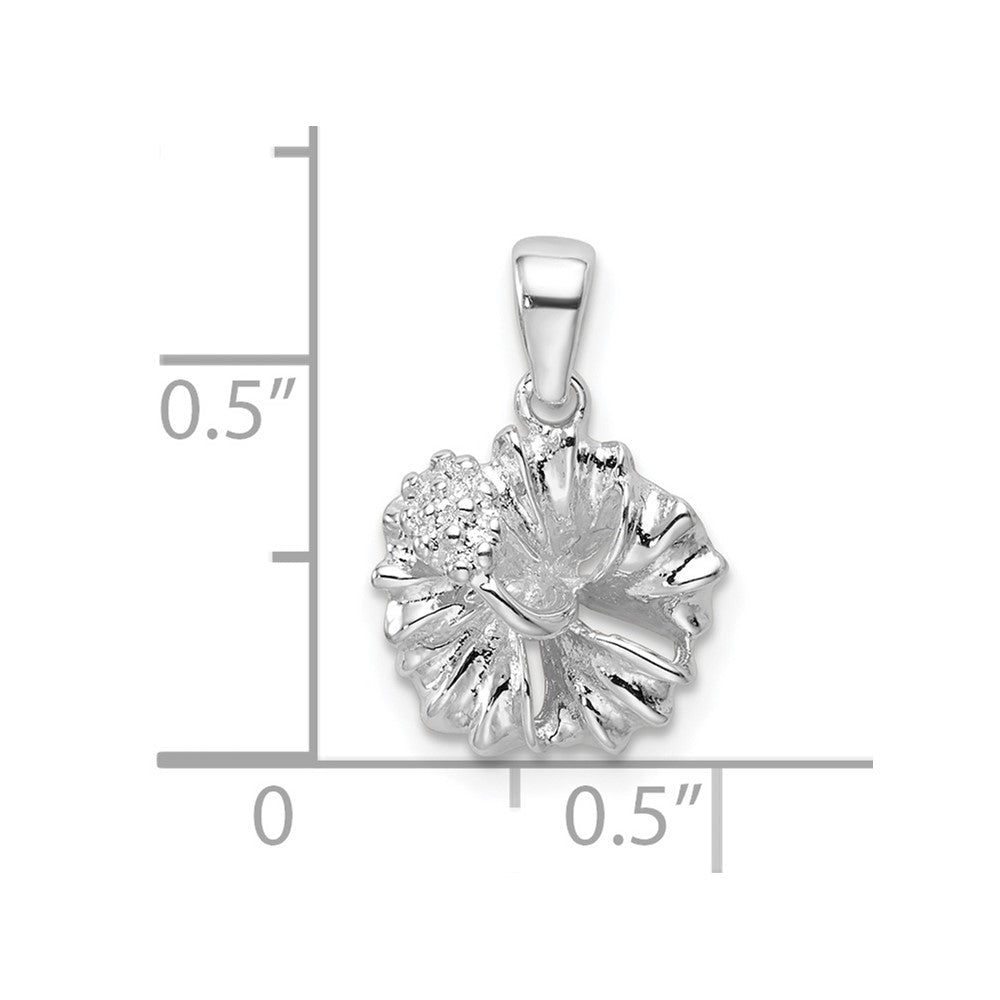 Sterlingsilber Poliert Hibiscus Blume Anhänger