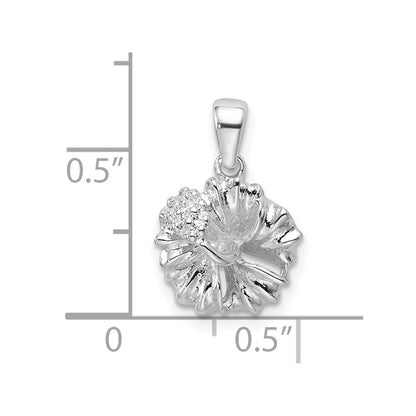 Sterlingsilber Poliert Hibiscus Blume Anhänger