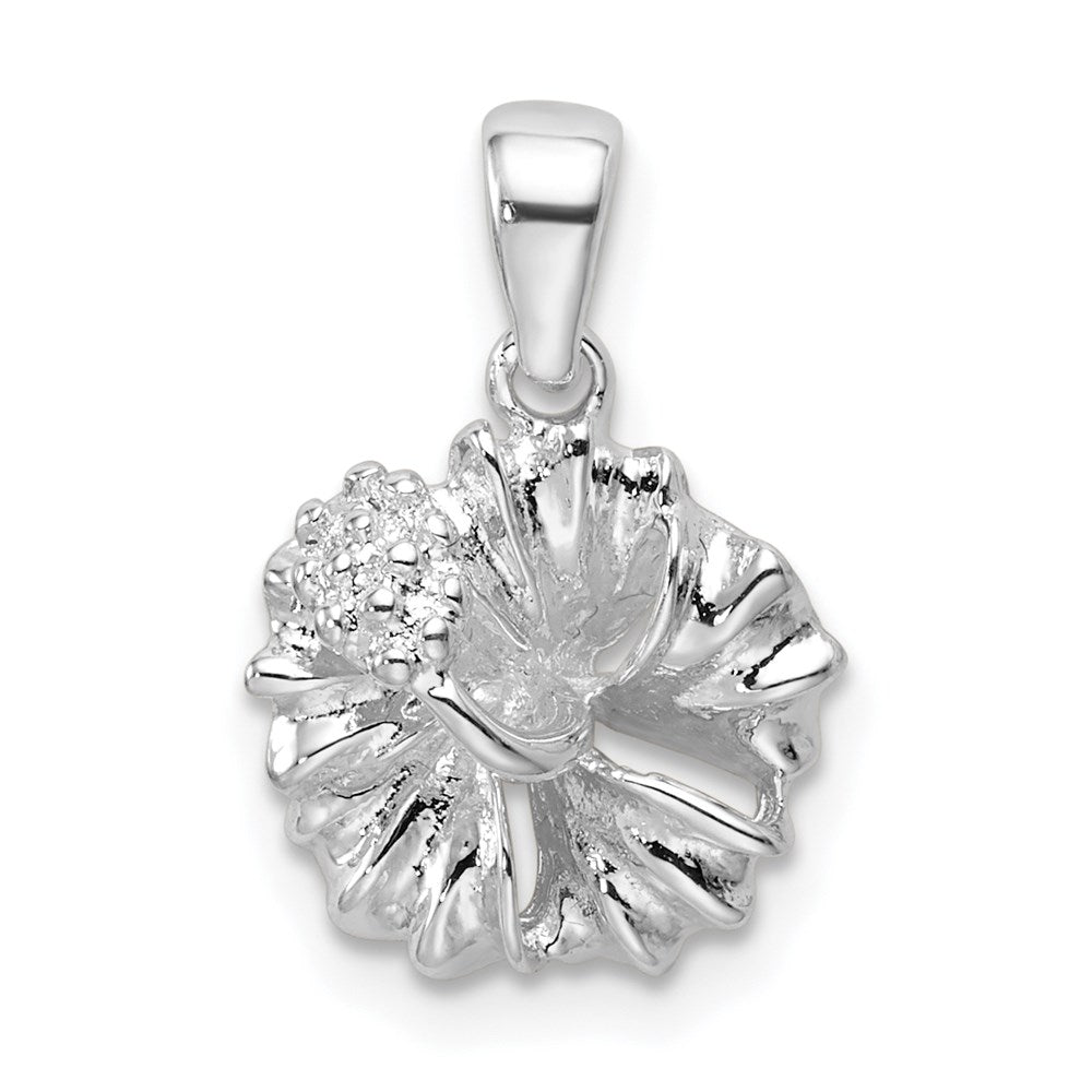Sterlingsilber Poliert Hibiscus Blume Anhänger