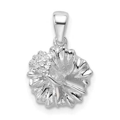 Sterlingsilber Poliert Hibiscus Blume Anhänger