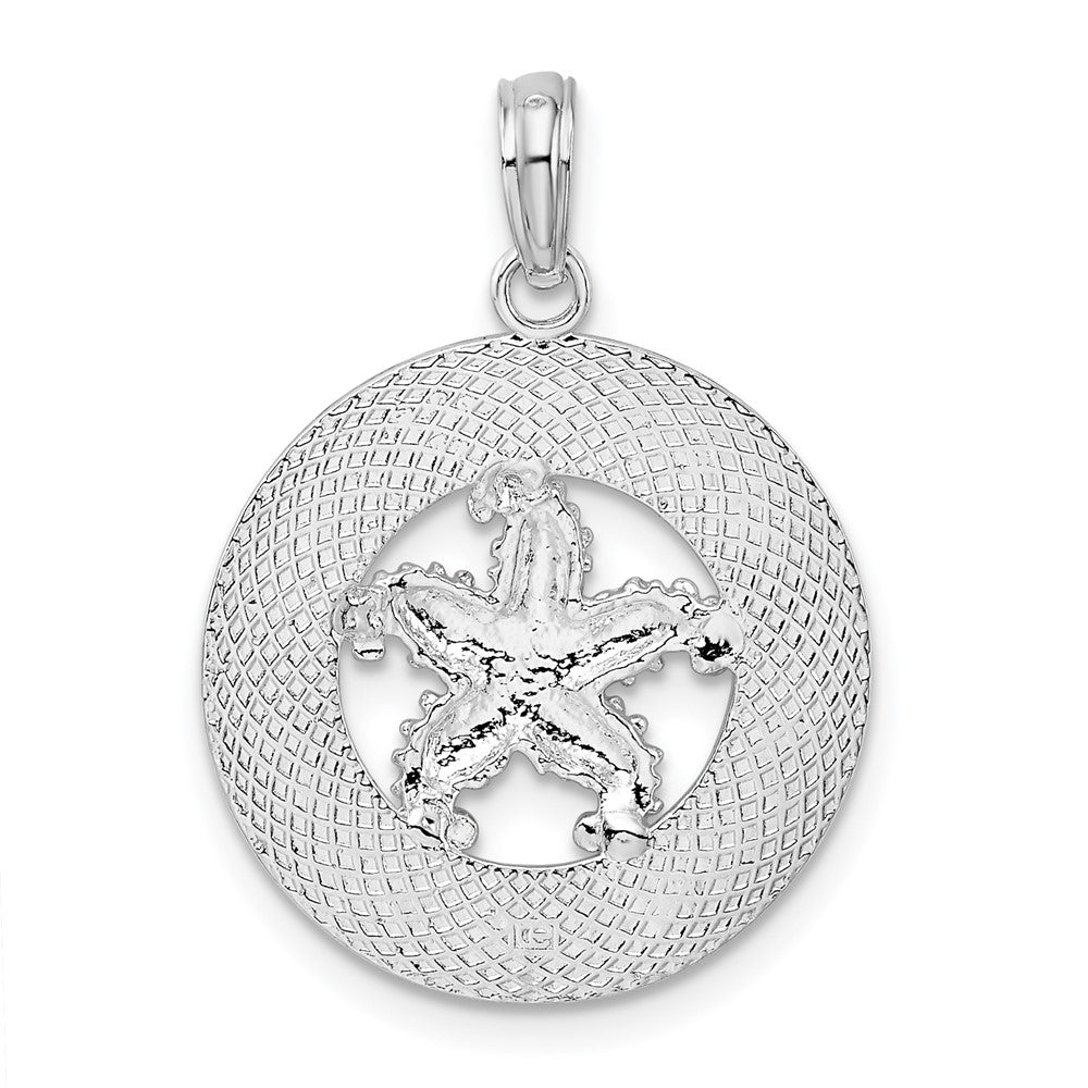 Sterlingsilber De-ani Rhodiniert Marathon Florida Keys Kreis mit Seestern Anhänger