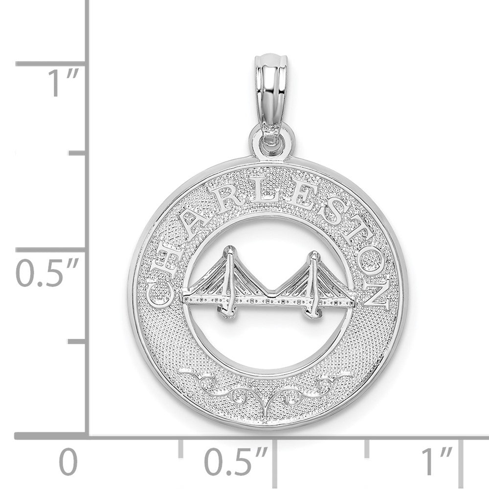 Sterlingsilber De-ani Rhodiniert Strukturiert Charleston mit Bridge Anhänger