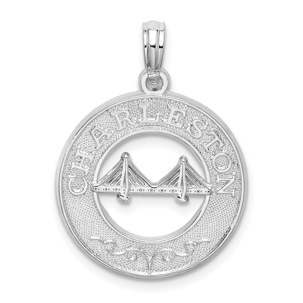 Sterlingsilber De-ani Rhodiniert Strukturiert Charleston mit Bridge Anhänger