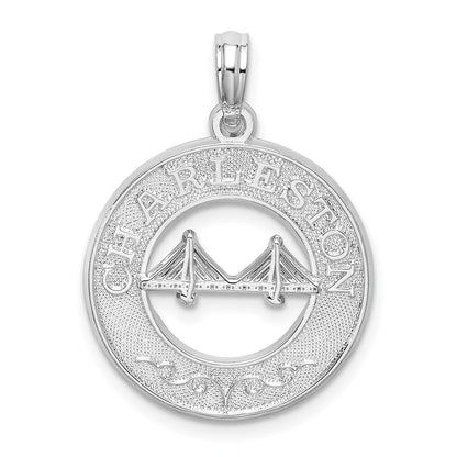 Sterlingsilber De-ani Rhodiniert Strukturiert Charleston mit Bridge Anhänger