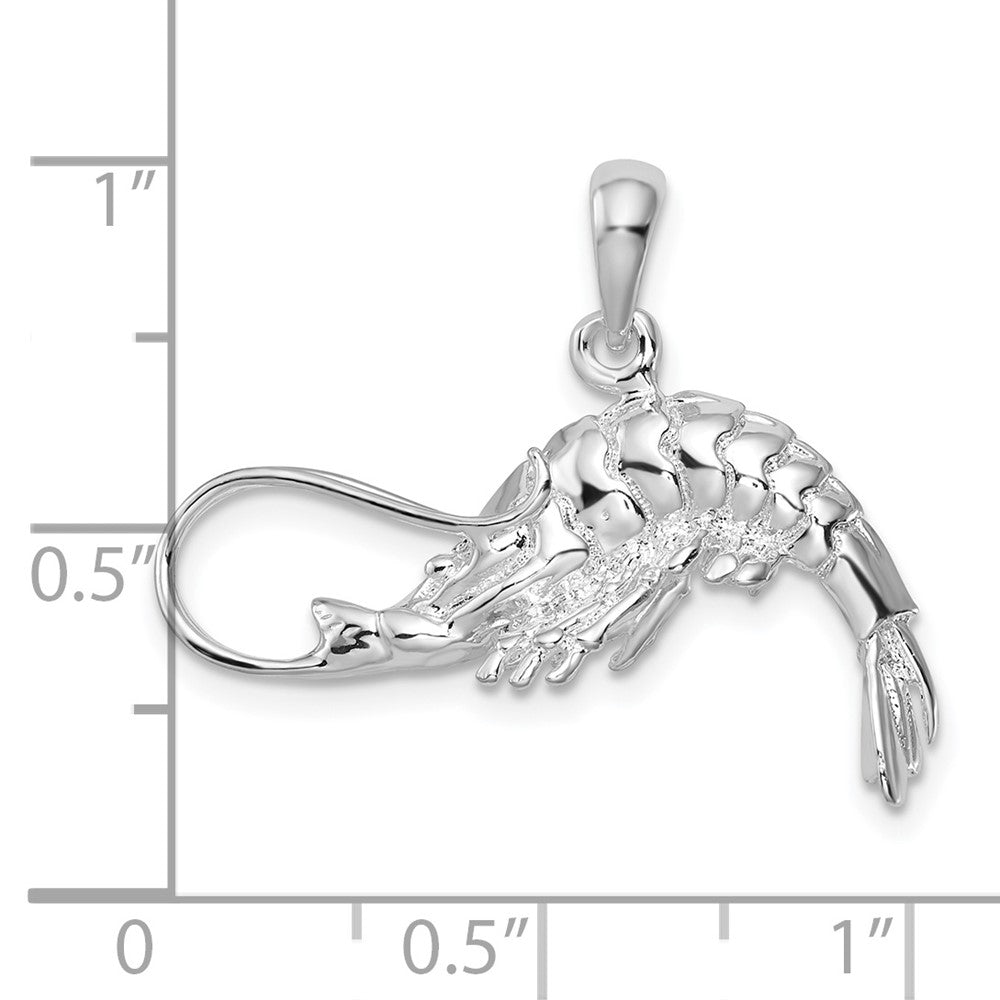 Sterlingsilber De-ani Rhodiniert Poliert 3d Shrimp Anhänger