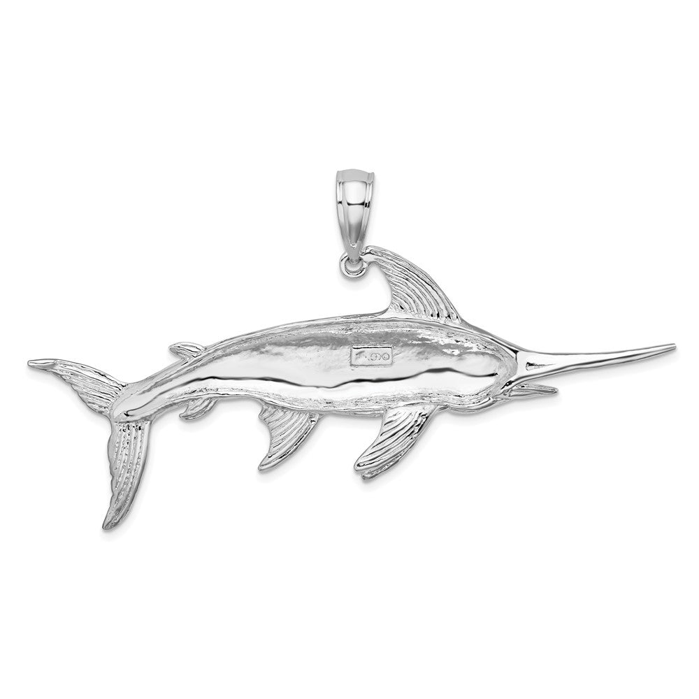 Sterlingsilber De-ani Rhodiniert Poliert und Satiniert Swordfish Anhänger