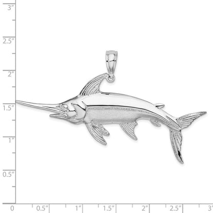 Sterlingsilber De-ani Rhodiniert Poliert und Satiniert Swordfish Anhänger