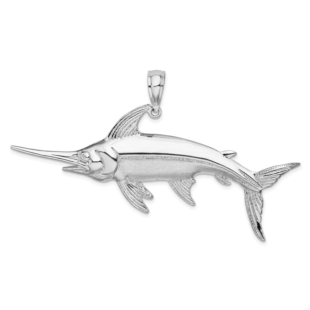 Sterlingsilber De-ani Rhodiniert Poliert und Satiniert Swordfish Anhänger