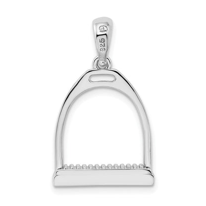 Sterlingsilber De-ani Rhodiniert Poliert 3d Groß Pferd Stirrup Anhänger