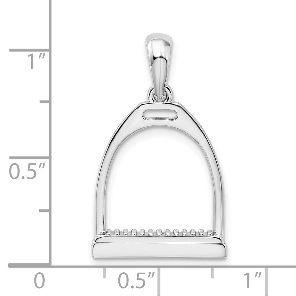 Sterlingsilber De-ani Rhodiniert Poliert 3d Groß Pferd Stirrup Anhänger