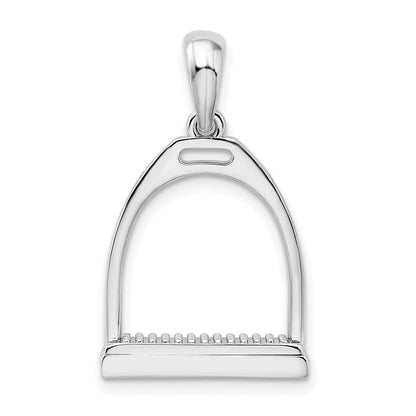 Sterlingsilber De-ani Rhodiniert Poliert 3d Groß Pferd Stirrup Anhänger