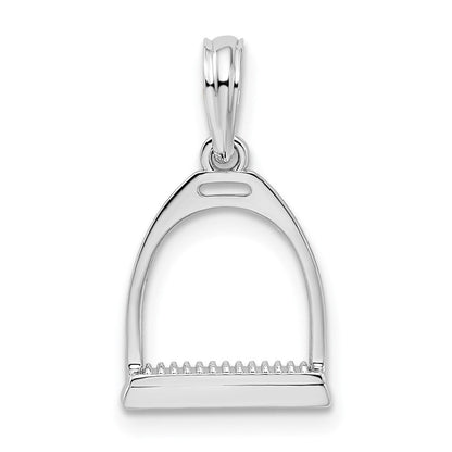 Sterlingsilber De-ani Rhodiniert Poliert 3d Pferd Stirrup Anhänger