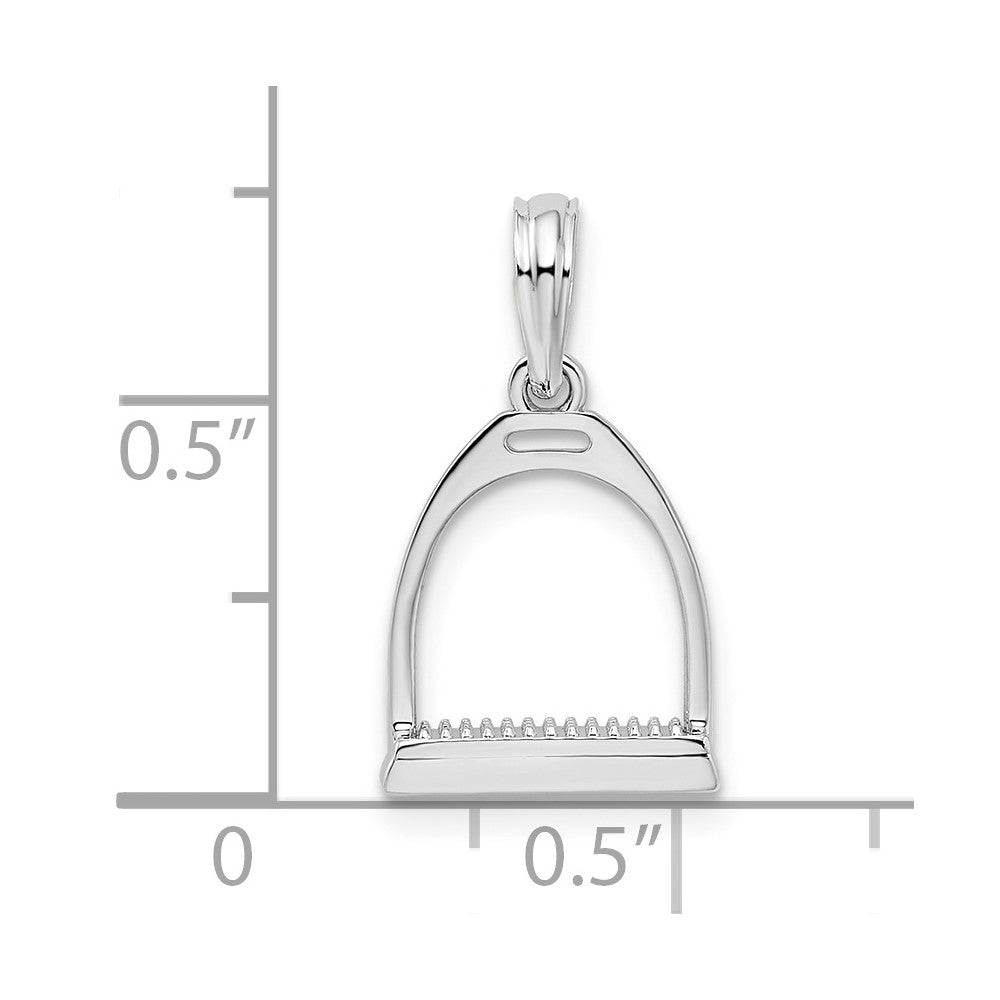 Sterlingsilber De-ani Rhodiniert Poliert 3d Pferd Stirrup Anhänger