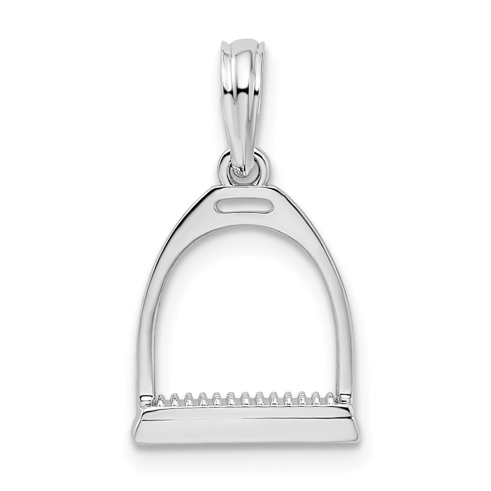 Sterlingsilber De-ani Rhodiniert Poliert 3d Pferd Stirrup Anhänger
