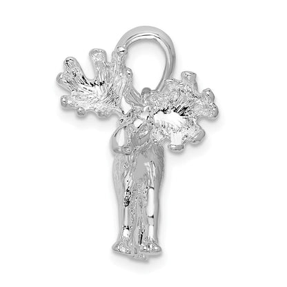 Sterlingsilber De-ani Rhodiniert Strukturiert 3d Standing Moose Anhänger