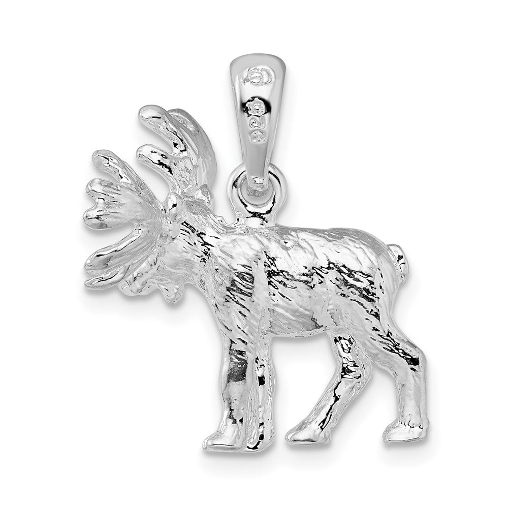 Sterlingsilber De-ani Rhodiniert Strukturiert 3d Standing Moose Anhänger