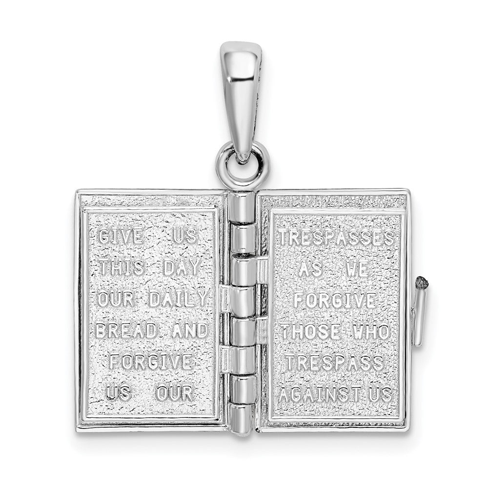 Sterlingsilber De-ani Rhodiniert Beweglich 3d Lord Gebet Bible Anhänger