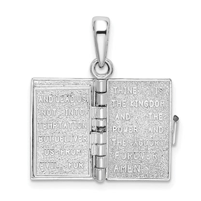 Sterlingsilber De-ani Rhodiniert Beweglich 3d Lord Gebet Bible Anhänger