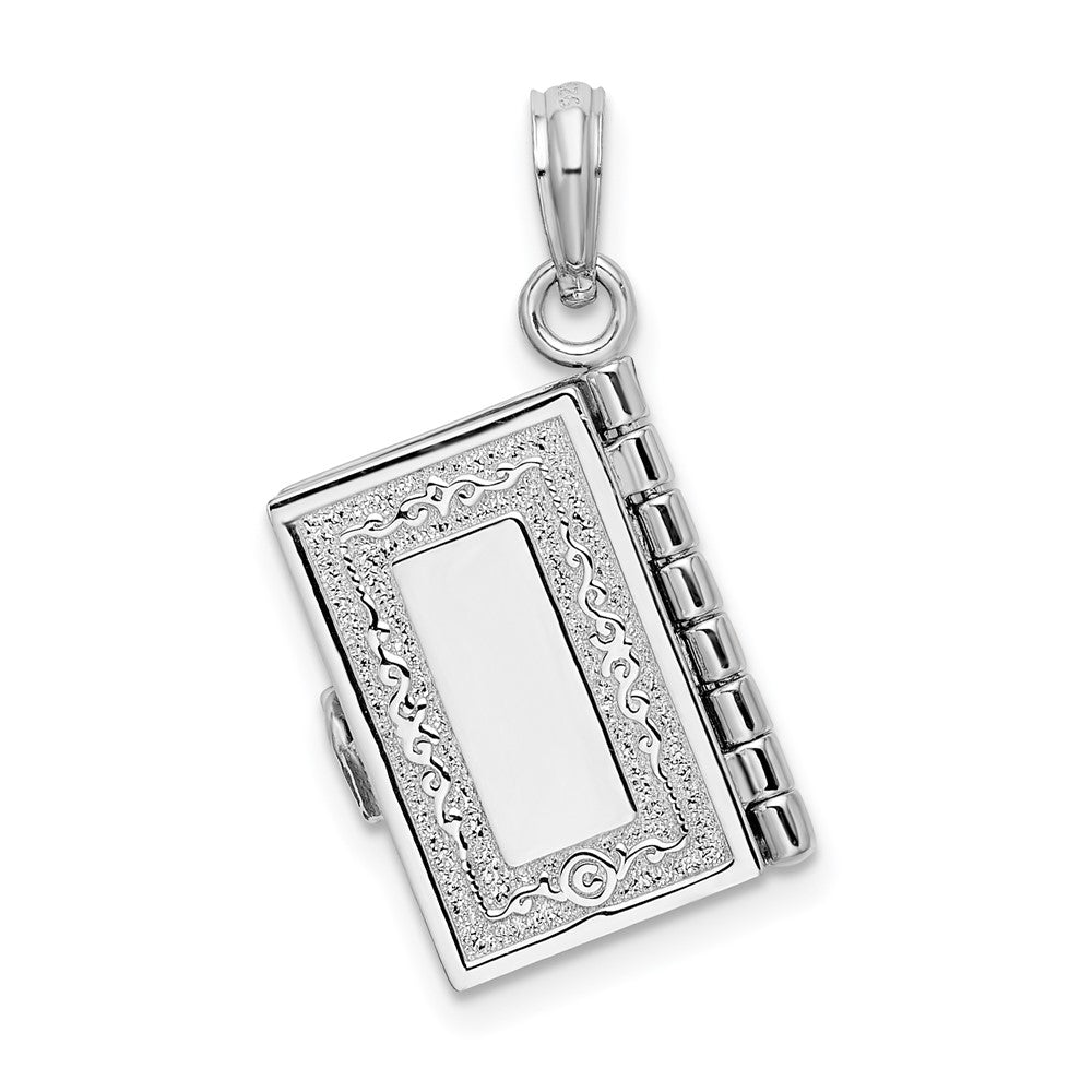 Sterlingsilber De-ani Rhodiniert Beweglich 3d Spanish Santa Biblia Anhänger