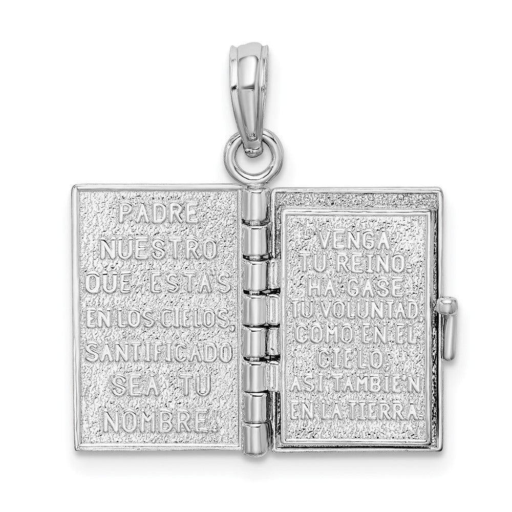 Sterlingsilber De-ani Rhodiniert Beweglich 3d Spanish Santa Biblia Anhänger