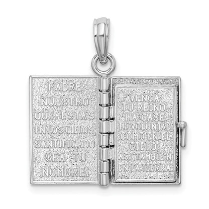Sterlingsilber De-ani Rhodiniert Beweglich 3d Spanish Santa Biblia Anhänger