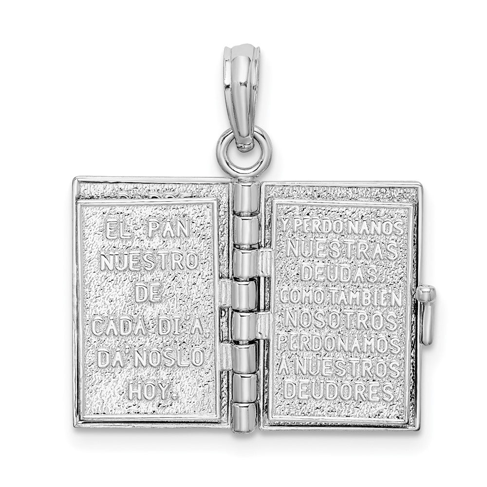 Sterlingsilber De-ani Rhodiniert Beweglich 3d Spanish Santa Biblia Anhänger