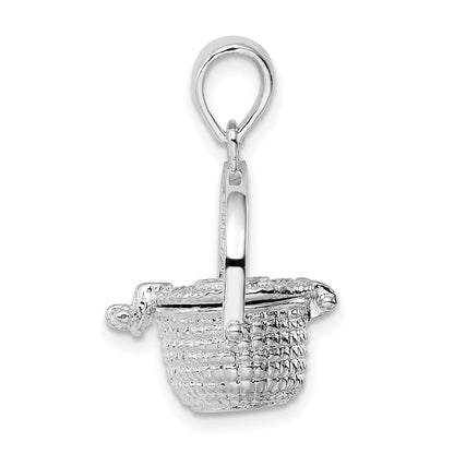 Sterlingsilber De-ani Rhodiniert Poliert 3d Nantucket Korb Anhänger