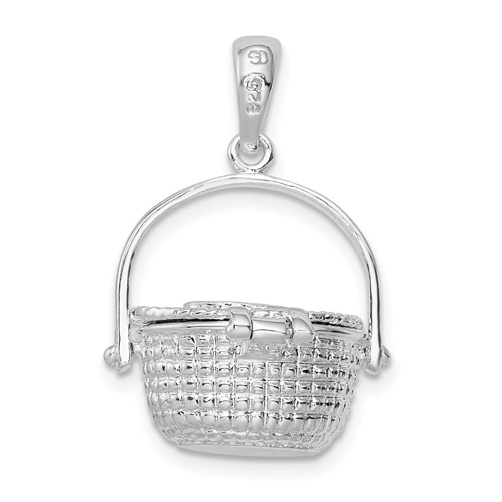 Sterlingsilber De-ani Rhodiniert Poliert 3d Nantucket Korb Anhänger